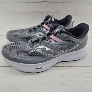 Saucony Ride 15  Womens 11.5 W Wide Gray Pink Running Athletic Walking Sneakers